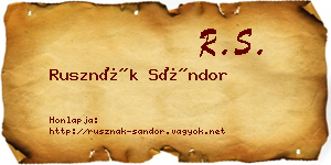 Rusznák Sándor névjegykártya